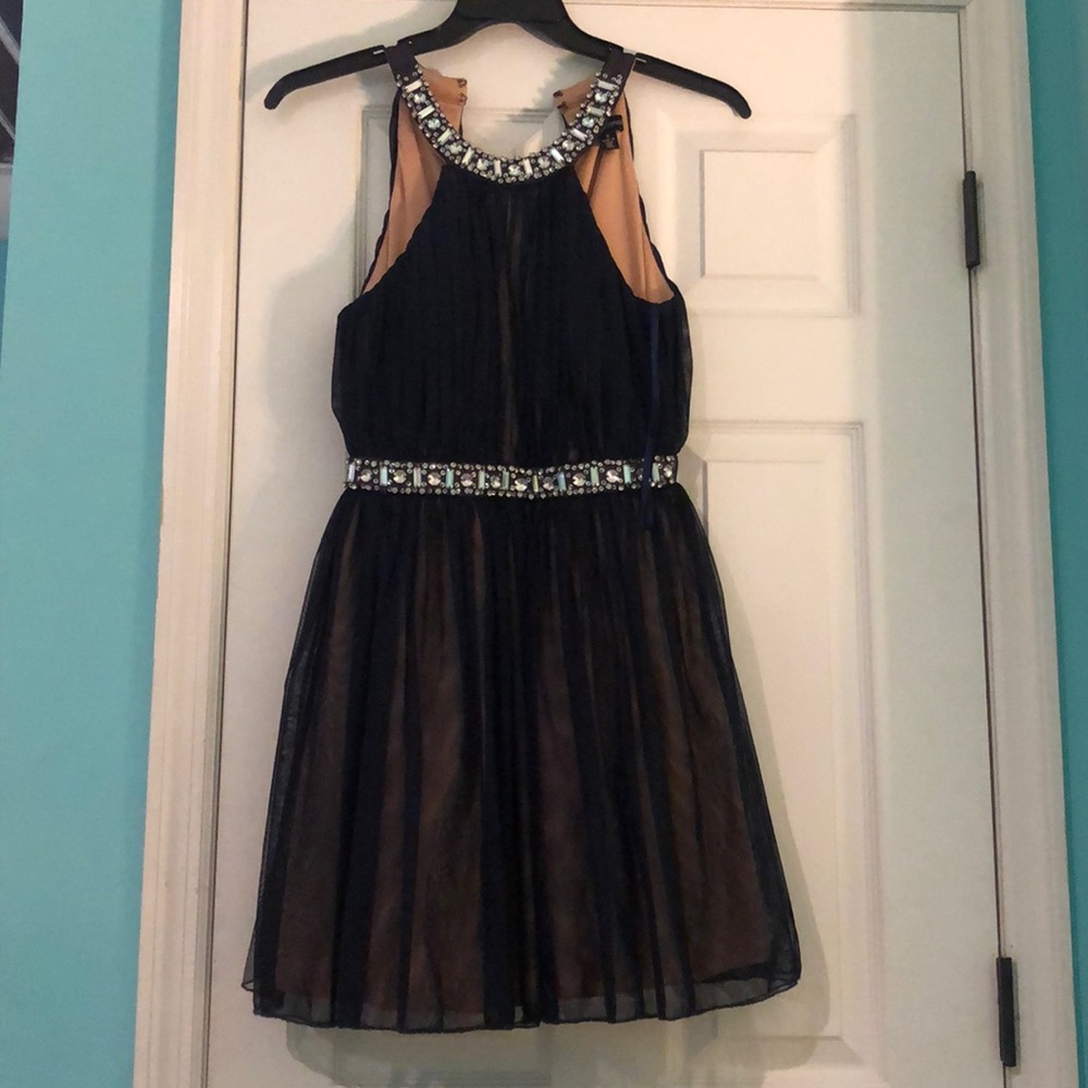 Dark blue rhinestone dress